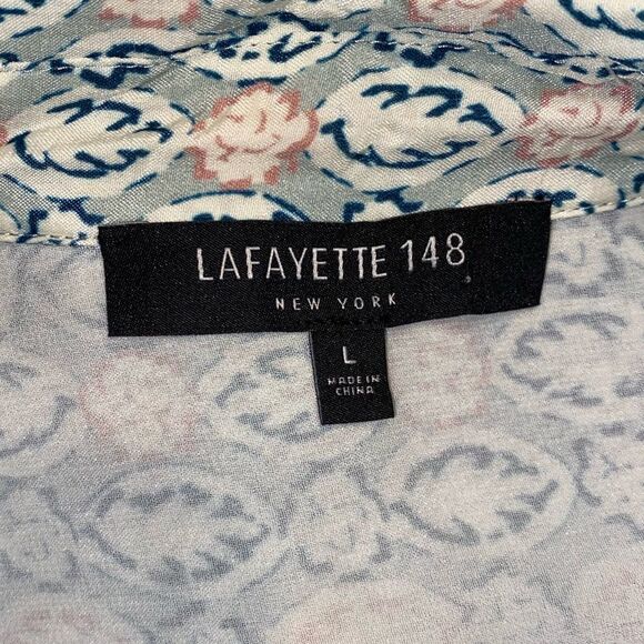 LAFAYETTE 148 New York Leaf Print Silk Blend Button Down Blouse - Picture 5 of 6